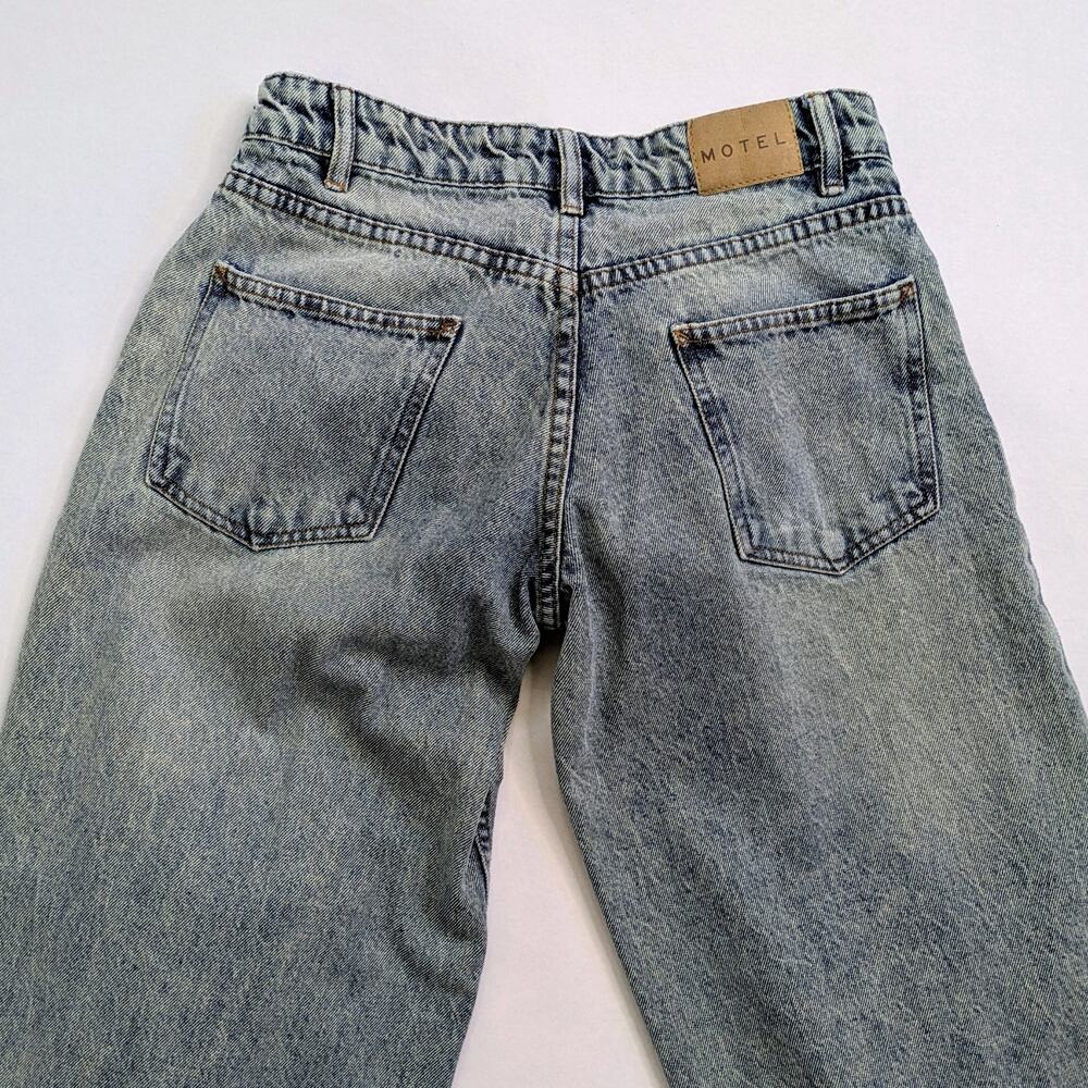 Motel Denim Jeans Womens W 28 L 34 Blue Wide Leg 100% Cotton Low Rise Rigid - Picture 6 of 11